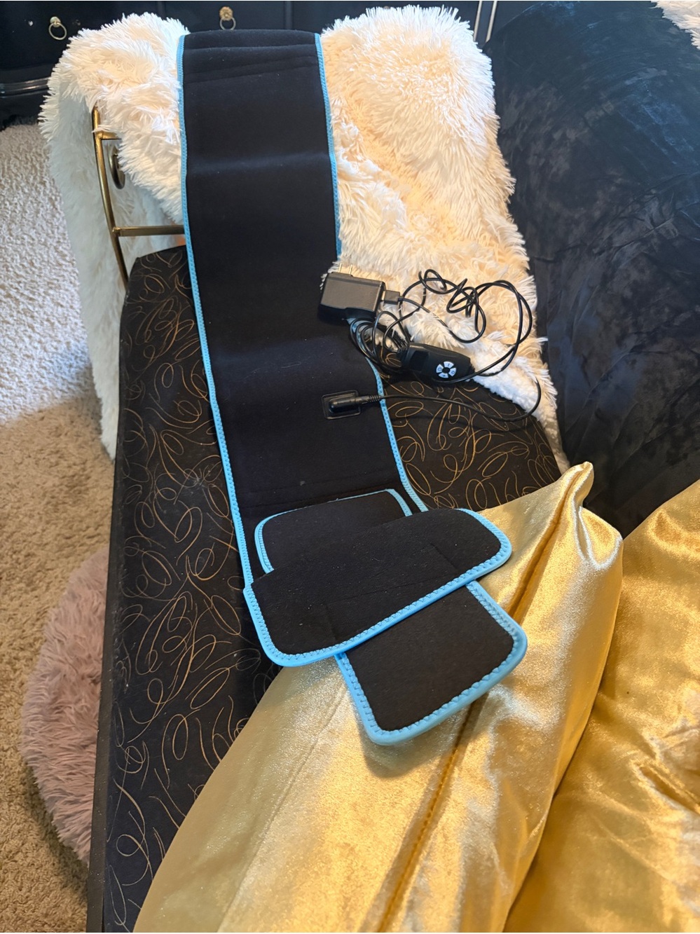 Black and Light Blue Red Light Therapy Belt with Controller - Unbranded